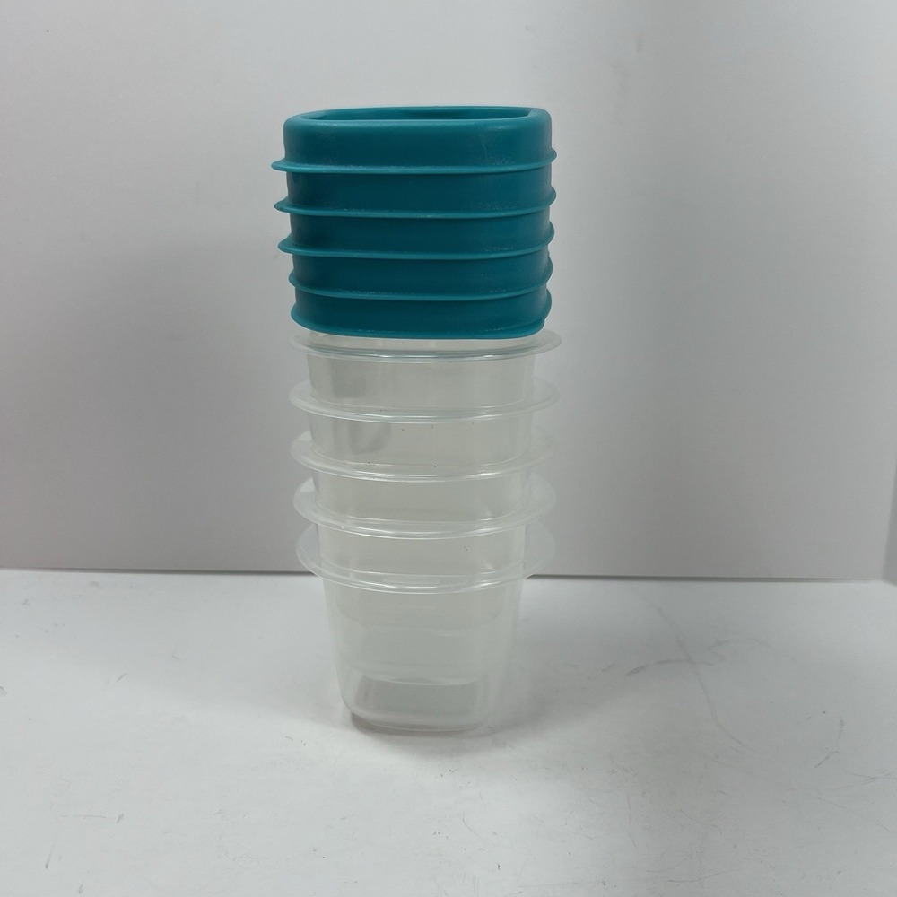 Rubbermaid Food Storage Containers Set of 5 4oz Teal Excellent Easy Find Lids